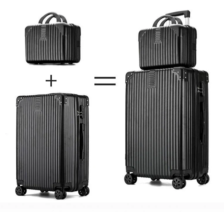 2-Piece Standard Cabin Carry-On Luggage Suitcase Set (Black) - Image 3
