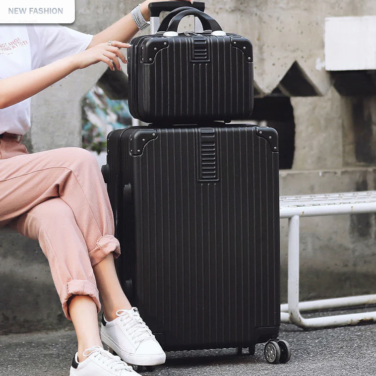 2-Piece Standard Cabin Carry-On Luggage Suitcase Set (Black) - Image 3