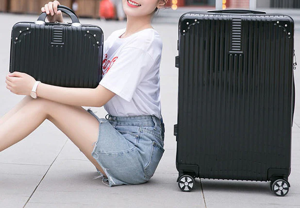 2-Piece Standard Cabin Carry-On Luggage Suitcase Set (Black) - Image 9