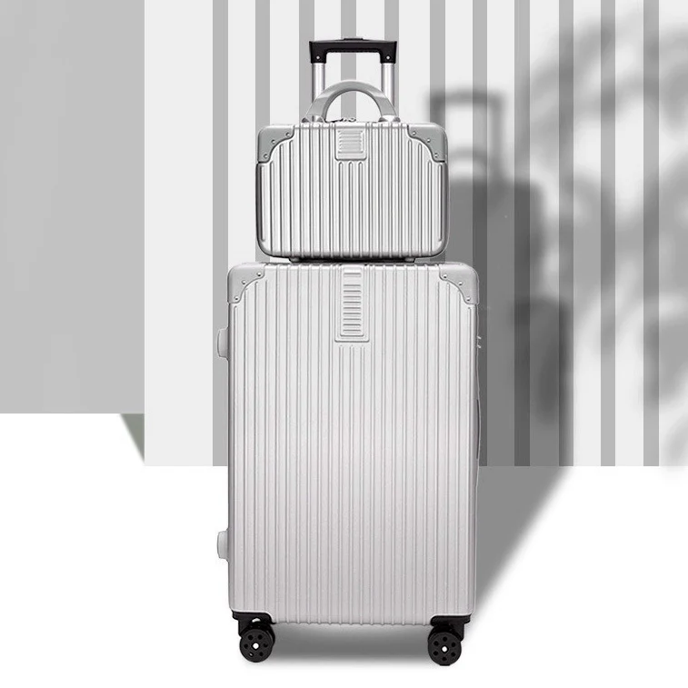 2-Piece Standard Cabin Carry-On Luggage Suitcase Set (Silver) - Image 3