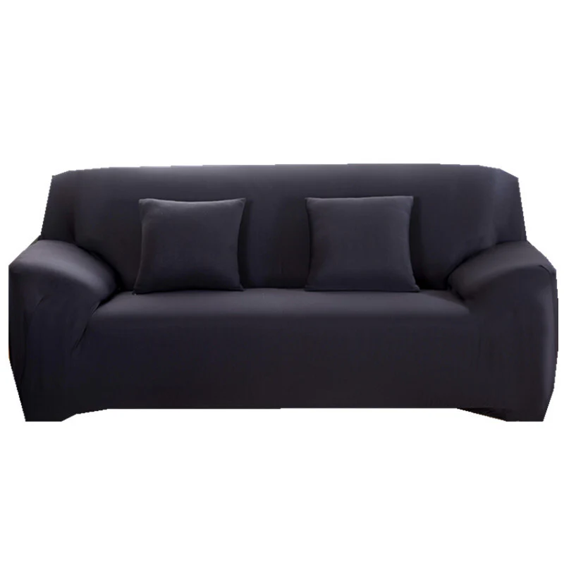 2-Seater Sofa Cover Stretch Set: Lounge Couch & Cushion Protector (Black) - Image 5