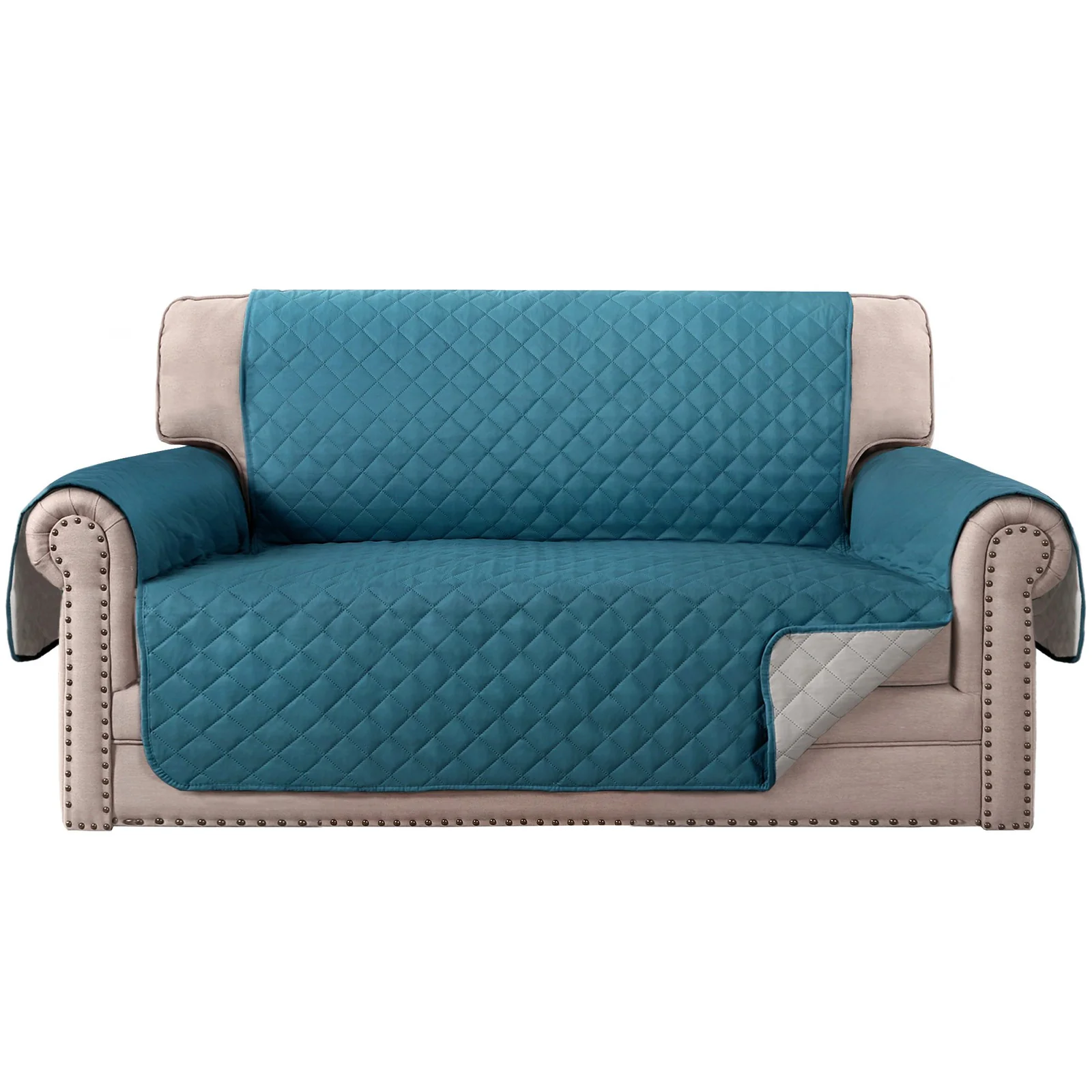 2-Seater Sofa Slipcover Quilted Couch Cover Water Resistant Furniture Protector - Image 2