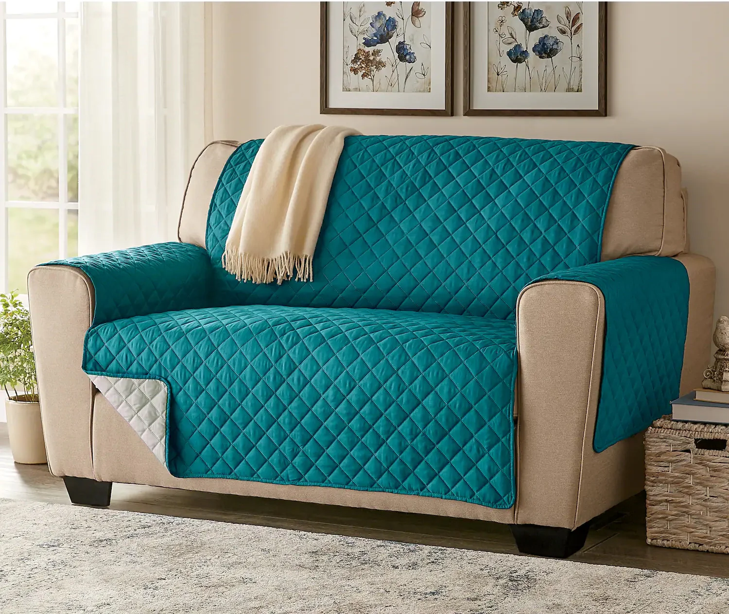 2-Seater Sofa Slipcover Quilted Couch Cover Water Resistant Furniture Protector - Image 4