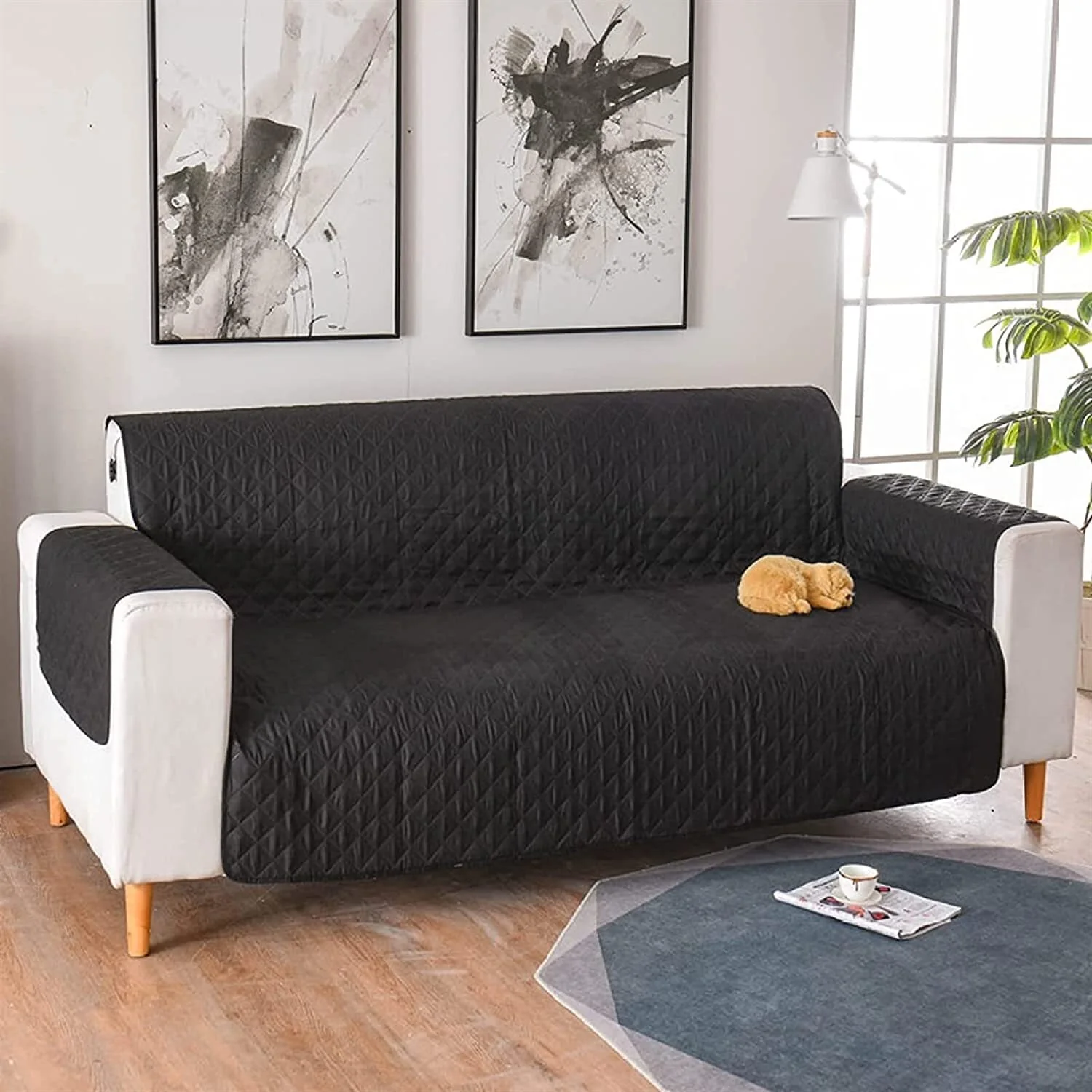 2-Seater Sofa Slipcover Quilted Couch Cover Water Resistant Furniture Protector - Image 4