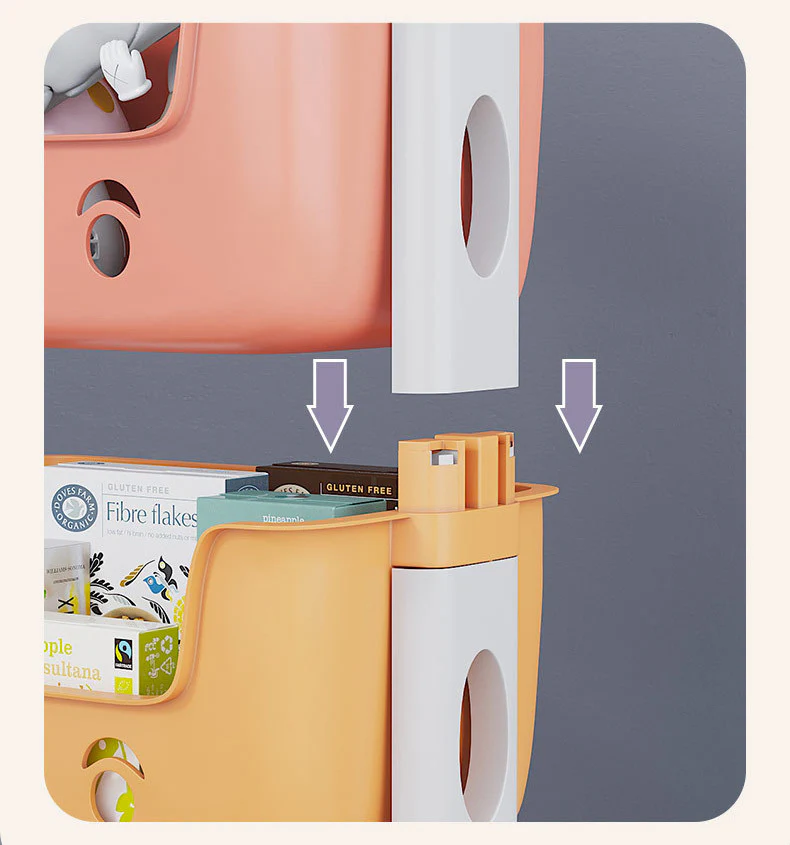 2-Tier Adorable Toy Shelf Organiser Trolley Storage Baskets with Wheels - Image 5