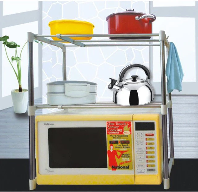 2-Tier Steel Multipurpose Storage Shelf Kitchen Microwave Stand Rack Cabinet - Image 3