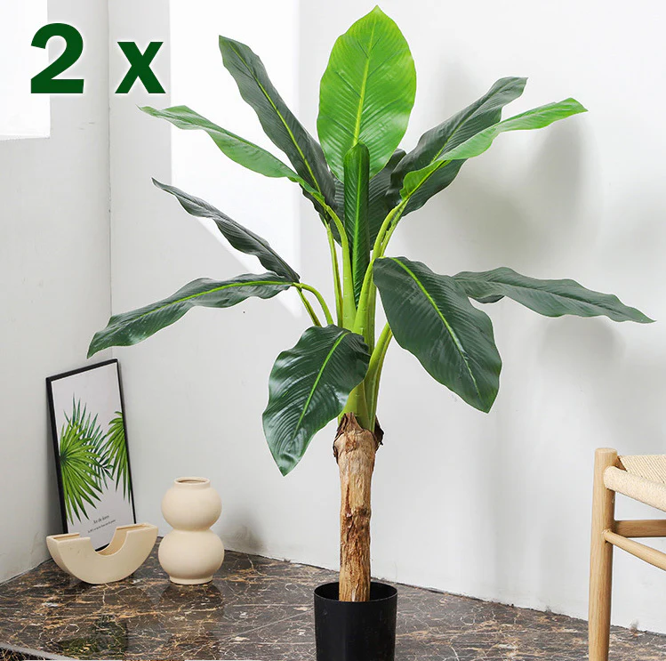 2 X 120cm Banana Tree Artificial Potted Plant In Pot - Image 2