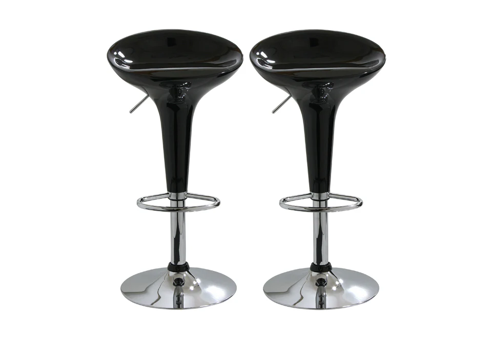 2 x  Ace High Gloss Designer Bar Stools (BLACK - Set of 2) - Image 18