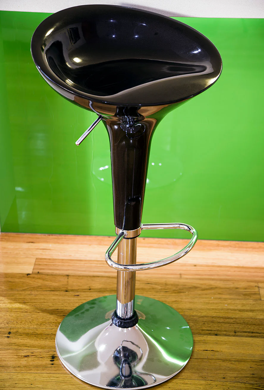 2 x  Ace High Gloss Designer Bar Stools (BLACK - Set of 2) - Image 4