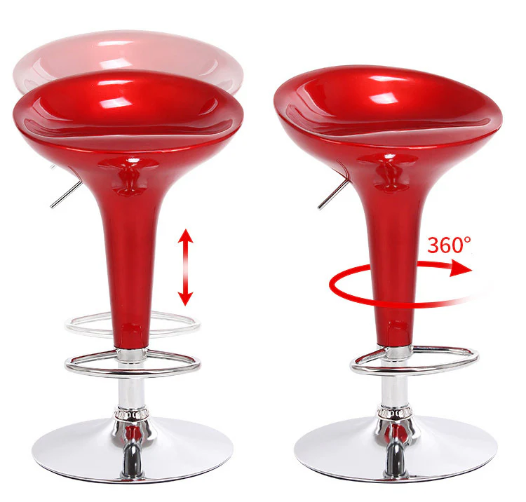 2 x Ace High Gloss Designer Bar Stools (Red - Set of 2) - Image 3