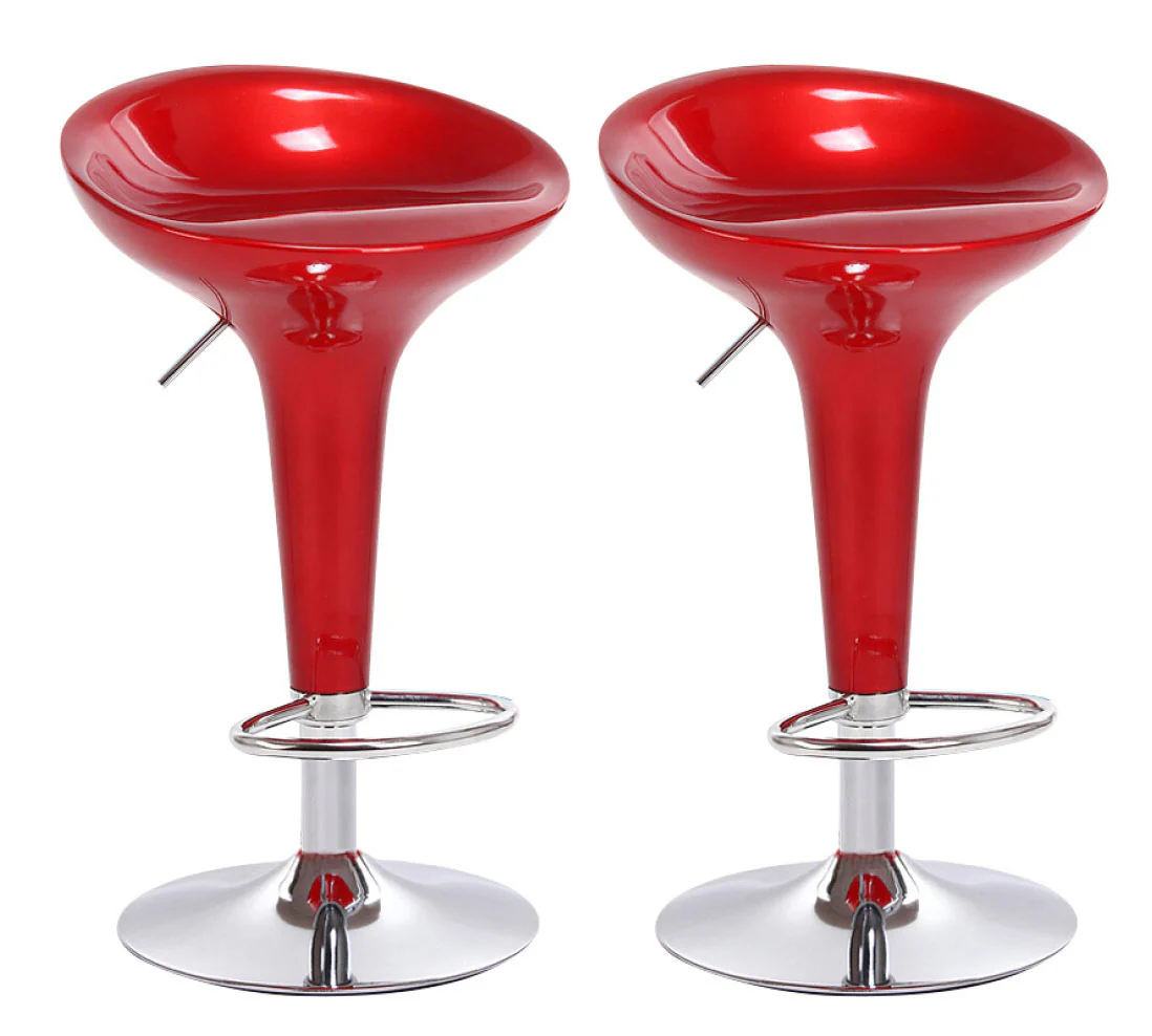 2 x Ace High Gloss Designer Bar Stools (Red - Set of 2) - Image 8