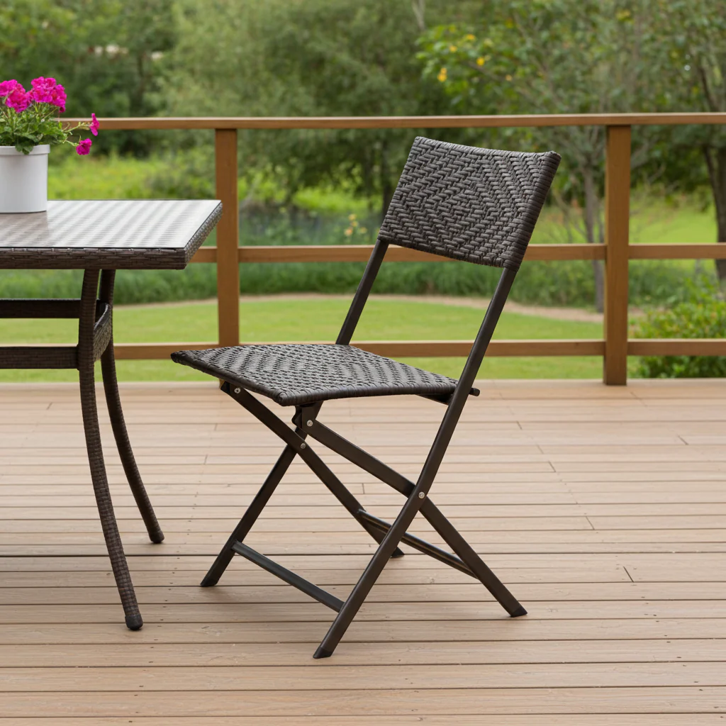 2 x Alfresco Rattan Wicker Folding Outdoor Chairs - Image 13