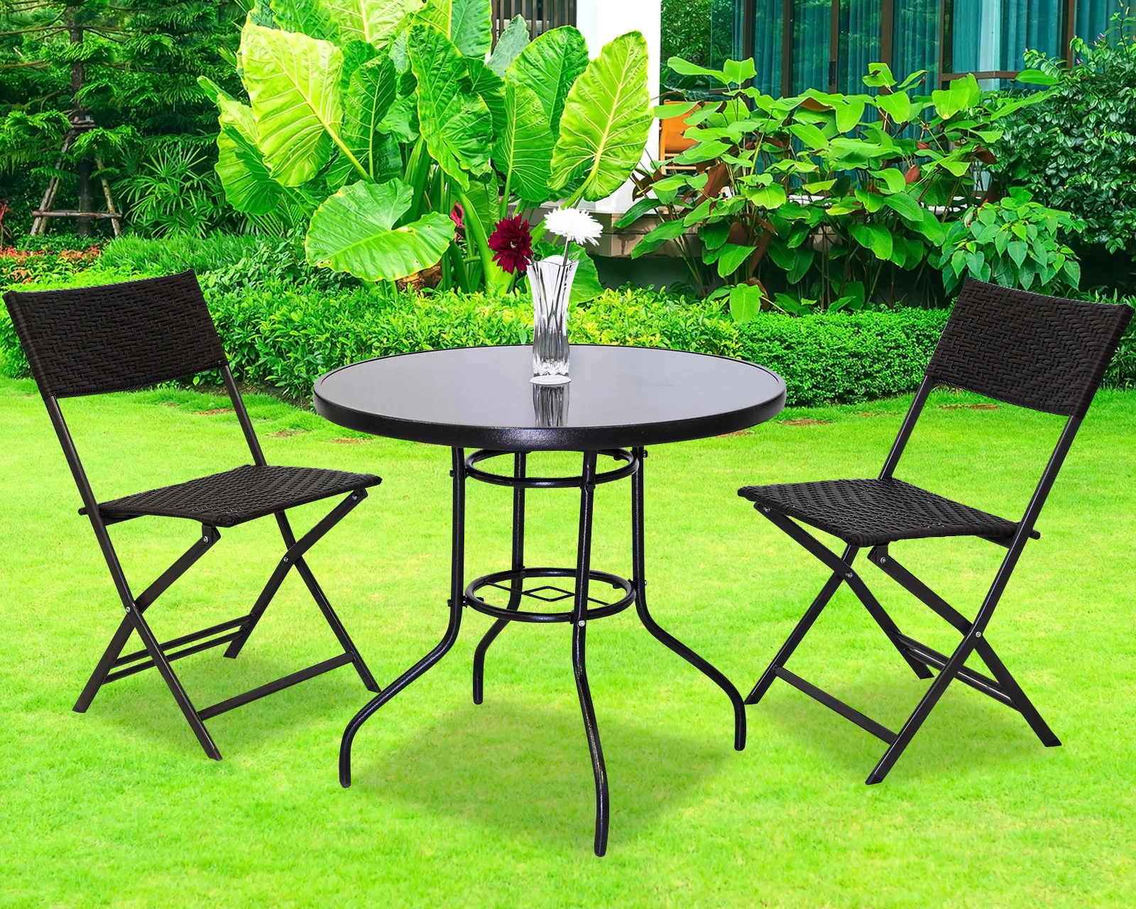 2 x Alfresco Rattan Wicker Folding Outdoor Chairs - Image 17