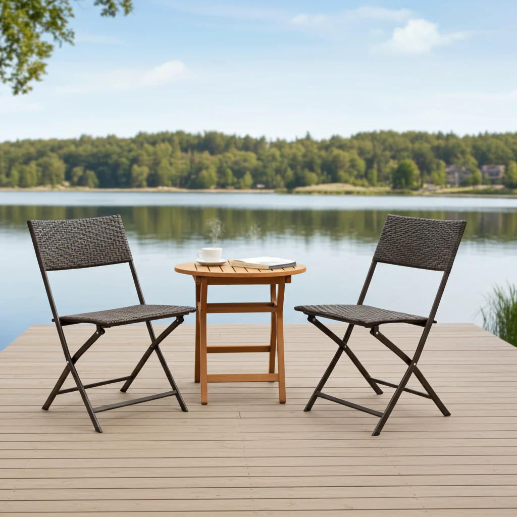 2 x Alfresco Rattan Wicker Folding Outdoor Chairs - Image 25