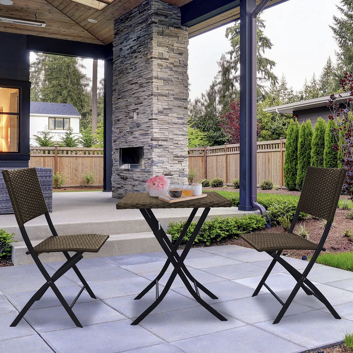 2 x Alfresco Rattan Wicker Folding Outdoor Chairs - Image 26