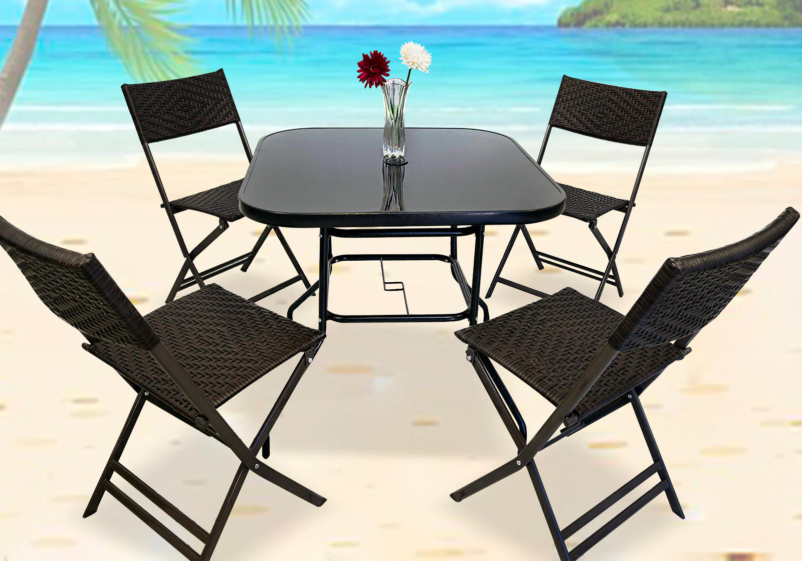 2 x Alfresco Rattan Wicker Folding Outdoor Chairs - Image 28