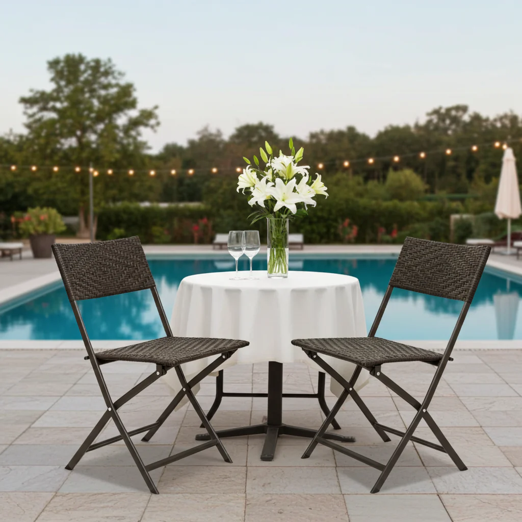 2 x Alfresco Rattan Wicker Folding Outdoor Chairs - Image 6