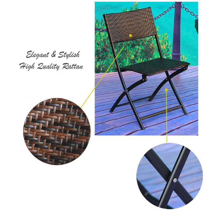 2 x Alfresco Rattan Wicker Folding Outdoor Chairs - Image 7