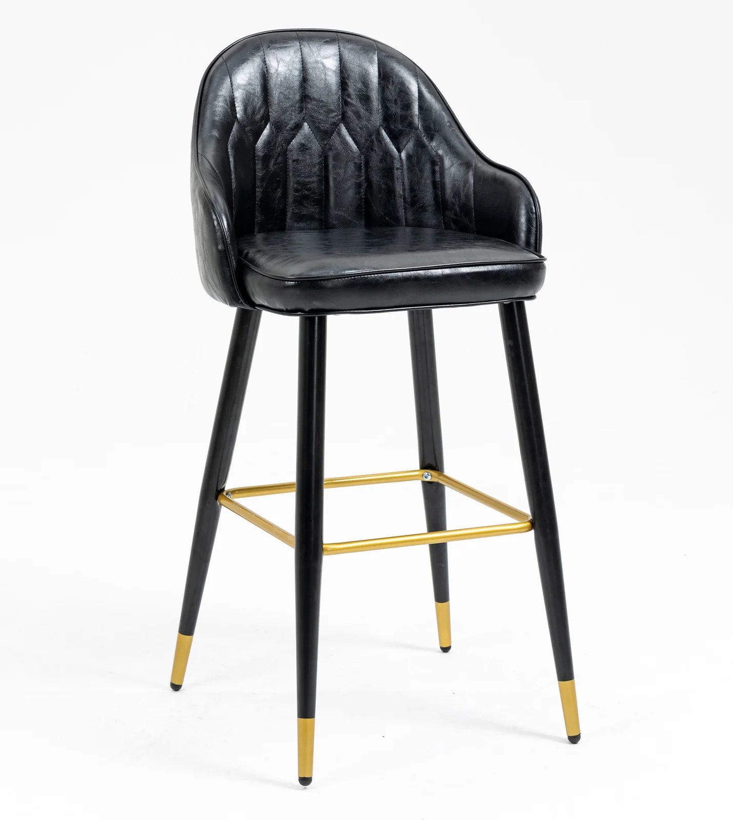 2 x Allure Luxe Designer High Gloss Faux Leather Bar Stools (Black - Set of 2) - Image 10