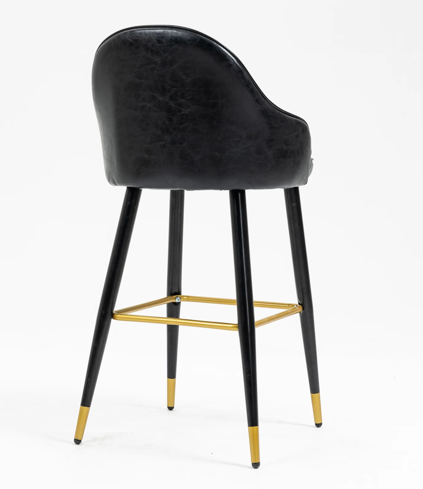 2 x Allure Luxe Designer High Gloss Faux Leather Bar Stools (Black - Set of 2) - Image 6