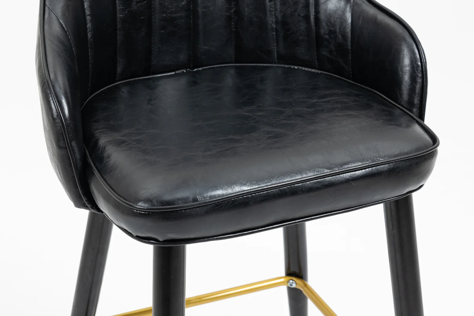 2 x Allure Luxe Designer High Gloss Faux Leather Bar Stools (Black - Set of 2) - Image 8