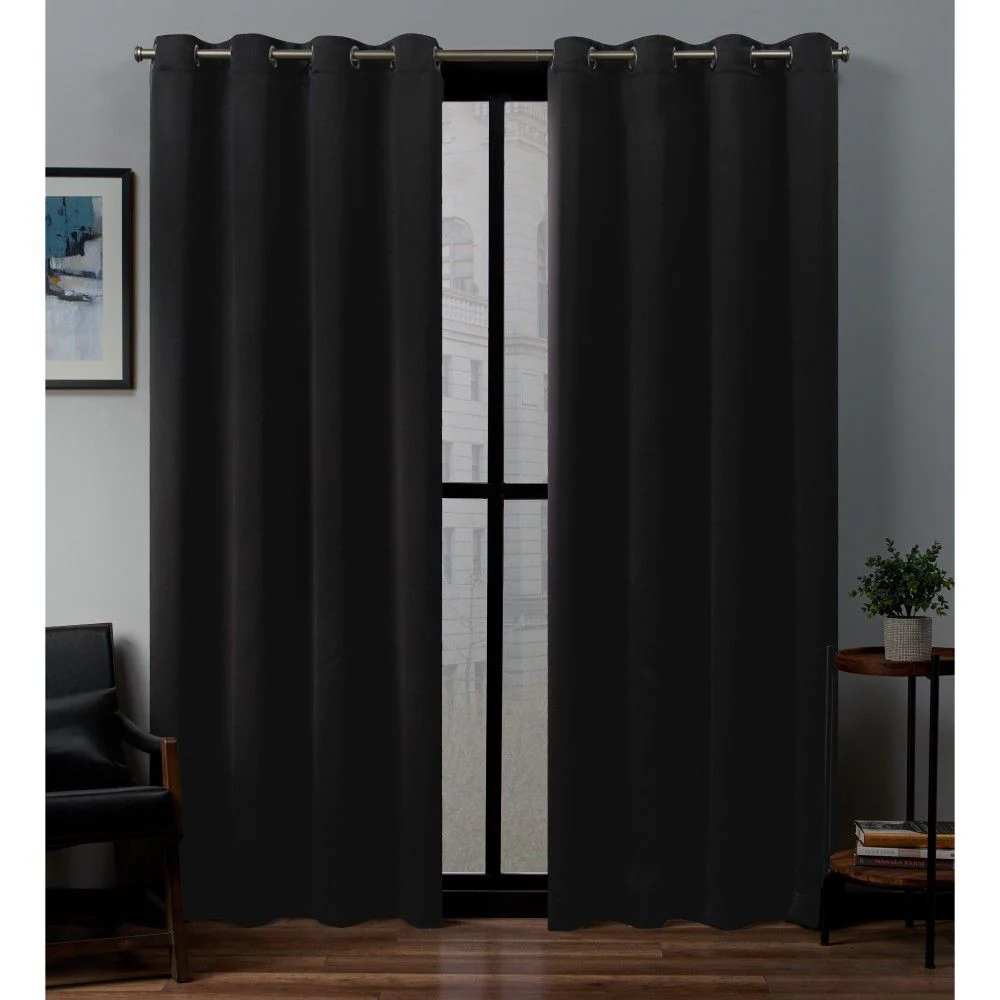 2 X Blackout 3 Layers Eyelet Curtain Drapes- Black - Image 10