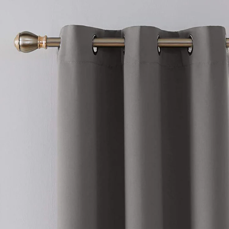 2 X Blackout 3 Layers Eyelet Curtain Drapes - Grey - Image 3