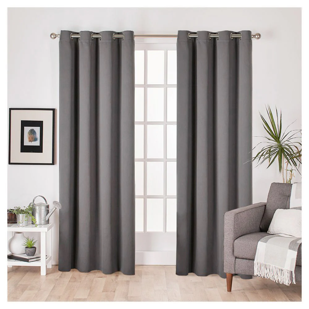 2 X Blackout 3 Layers Eyelet Curtain Drapes - Grey - Image 6
