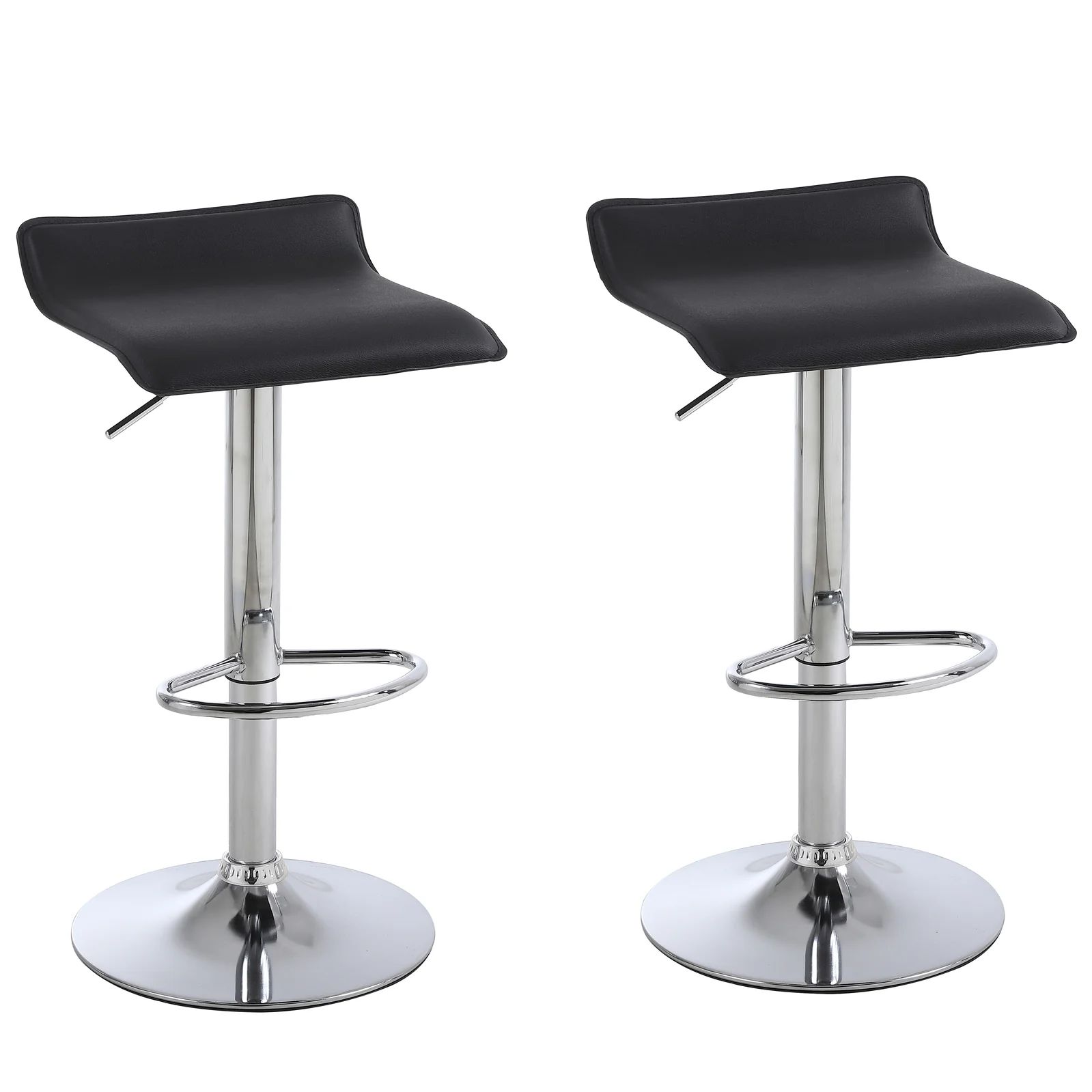 2 x Contemporary PU Leather Kitchen Bar Stools (BLACK -Set of 2) - Image 16