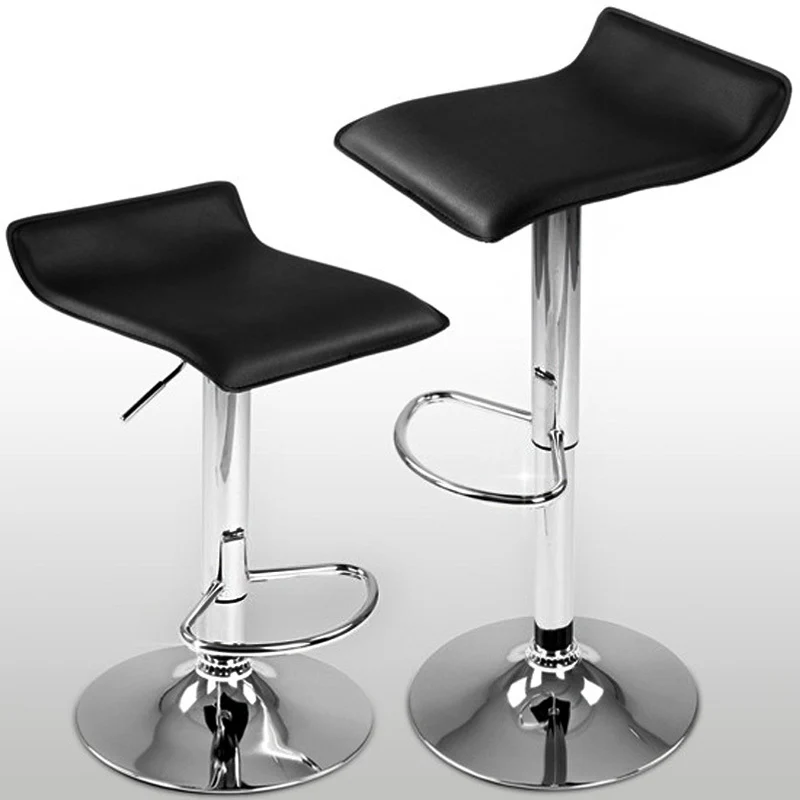 2 x Contemporary PU Leather Kitchen Bar Stools (BLACK -Set of 2) - Image 3