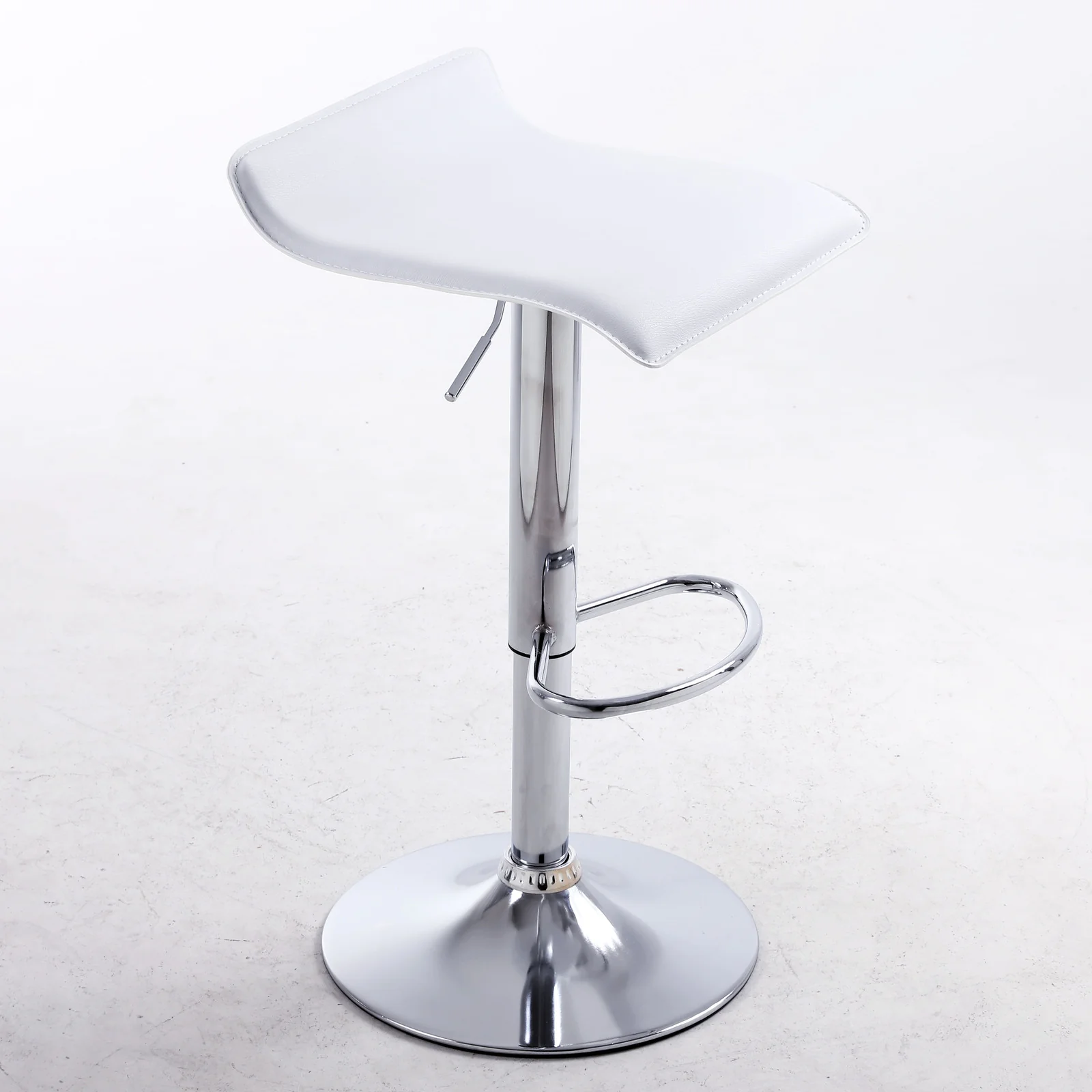 2 x Contemporary PU Leather Kitchen Bar Stools (WHITE -Set of 2) - Image 3