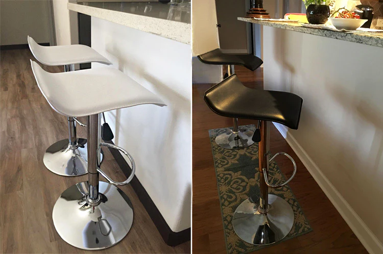 2 x Contemporary PU Leather Kitchen Bar Stools (WHITE -Set of 2) - Image 7