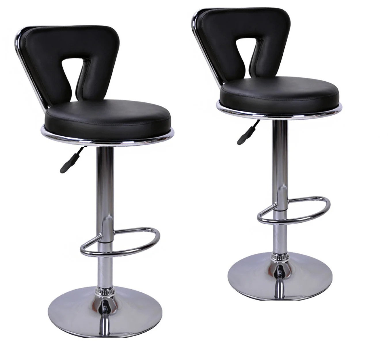 2 x Eden Designer PU Leather Bar Stools (BLACK -Set of 2) - Image 6