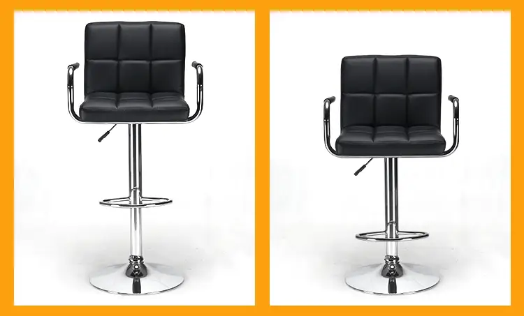 2 x Elegance High Back PU Leather Bar Stools (Black -Set of 2) - Image 10