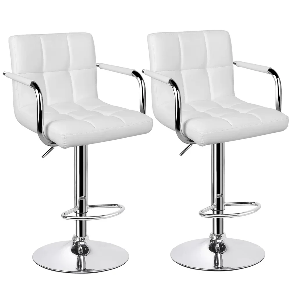 2 x Elegance High Back PU Leather Bar Stools (White -Set of 2) - Image 7