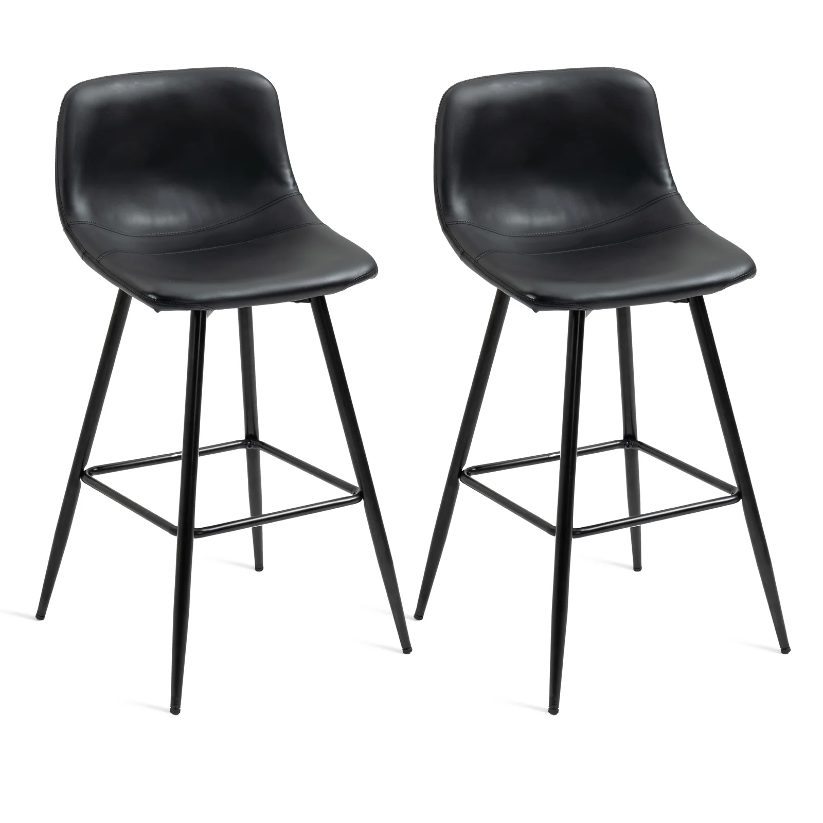 2 x Enliven Designer Faux Leather Bar Stools (Black - Set of 2) - Image 15