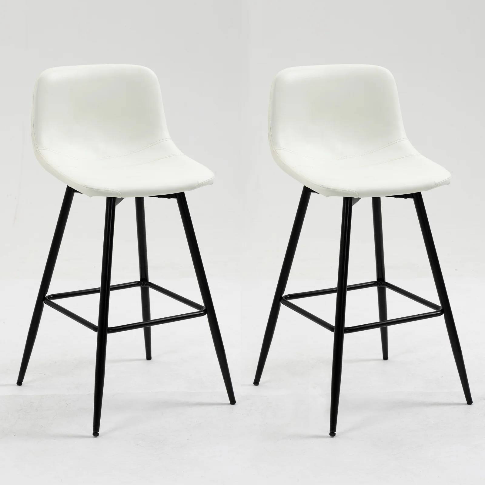 2 x Enliven Designer Faux Leather Bar Stools (White - Set of 2) - Image 15