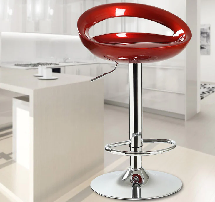 2 x Envy High Gloss Designer Bar Stools (Deep Red - Set of 2) - Image 2
