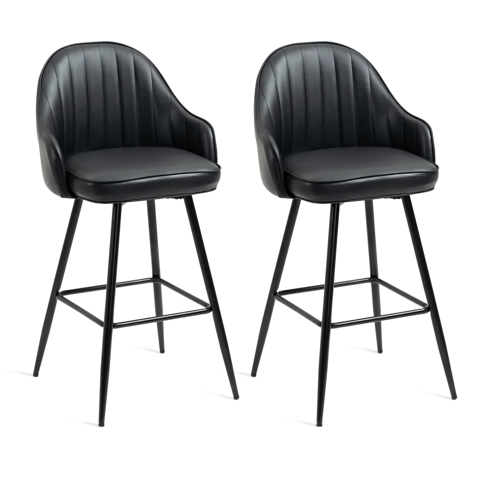 2 x Euphoria Designer Faux Leather Bar Stools (Black - Set of 2) - Image 15