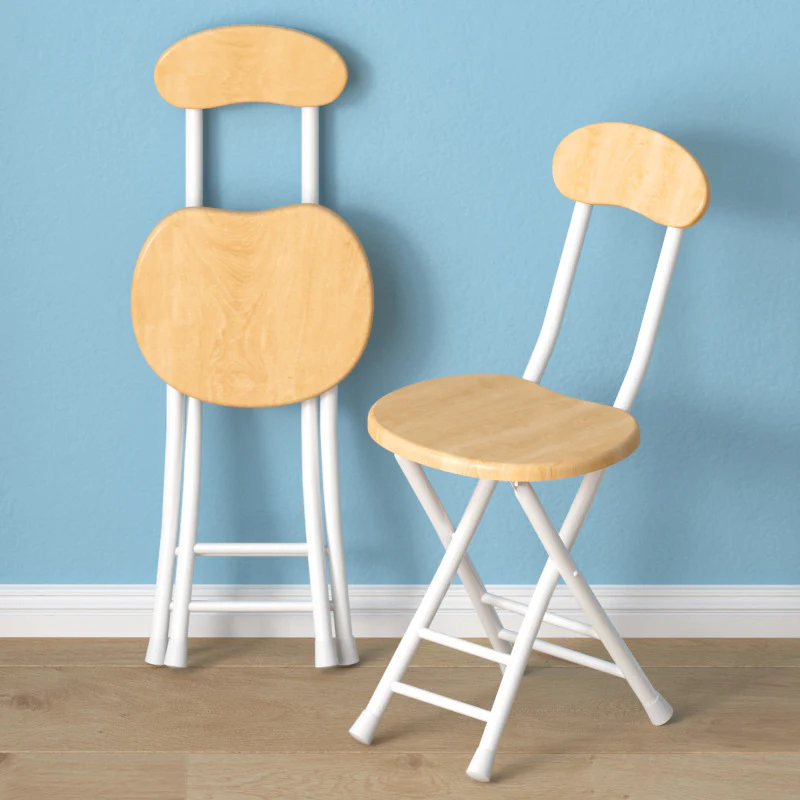 2 x Grace Steel and Wood Folding Chair (Oak) - Image 9