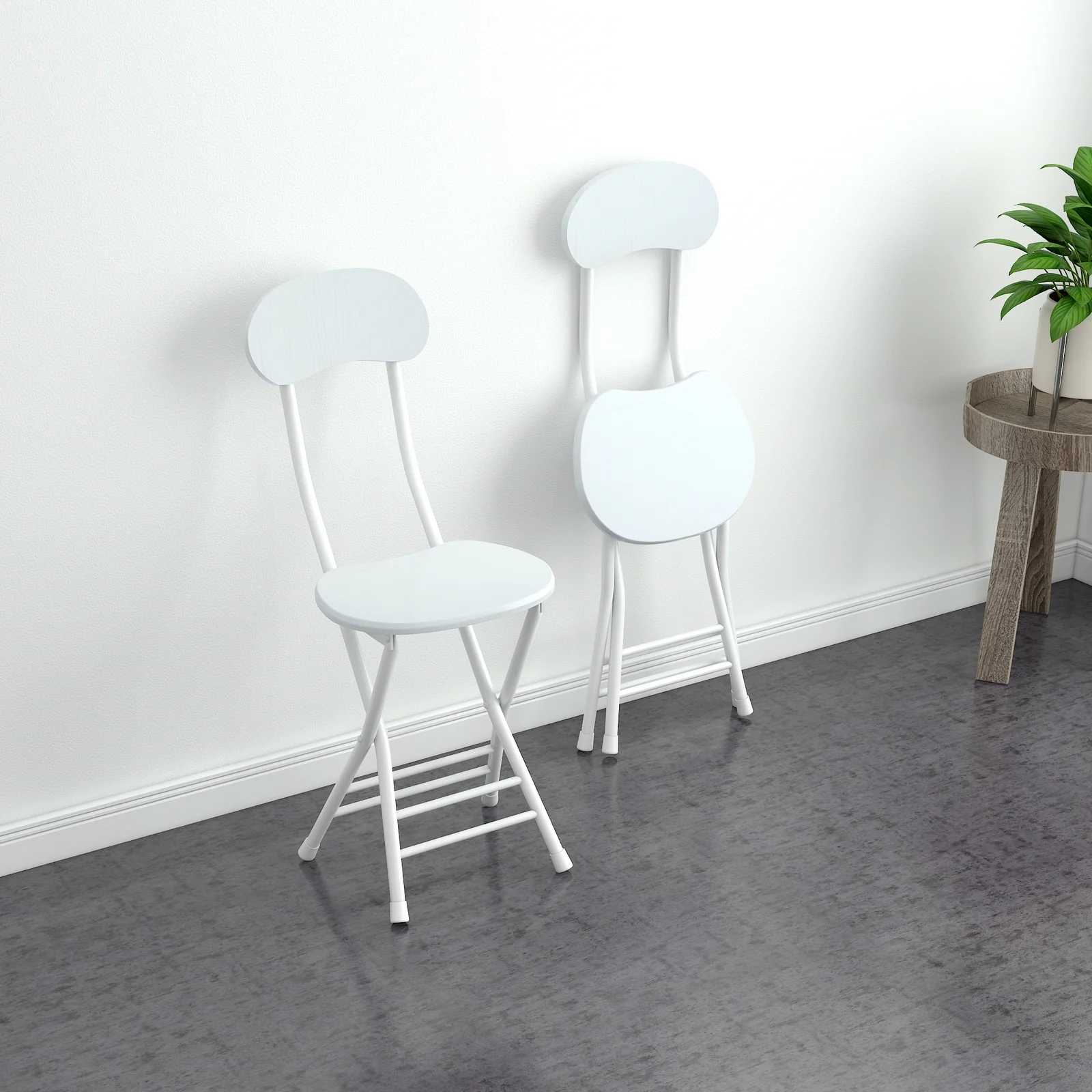 2 x Grace Steel and Wood Folding Chair (White) - Image 9