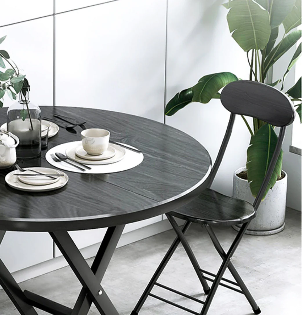 2 x Grace Steel and Wood Folding Chairs (Black) - Image 10