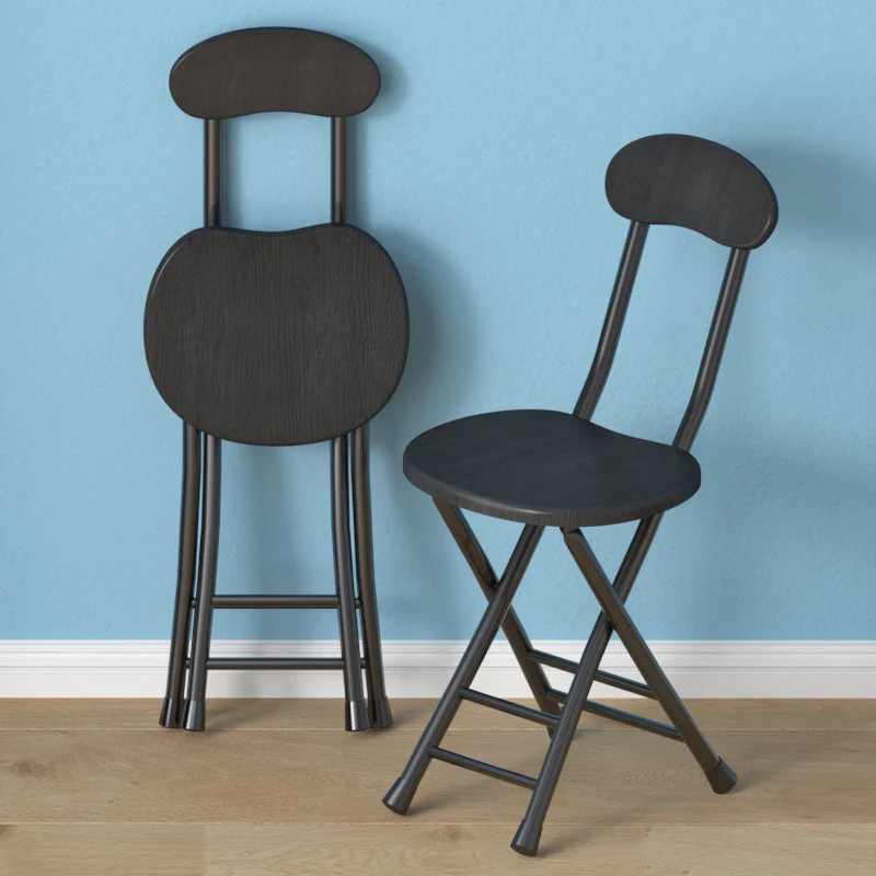 2 x Grace Steel and Wood Folding Chairs (Black) - Image 14