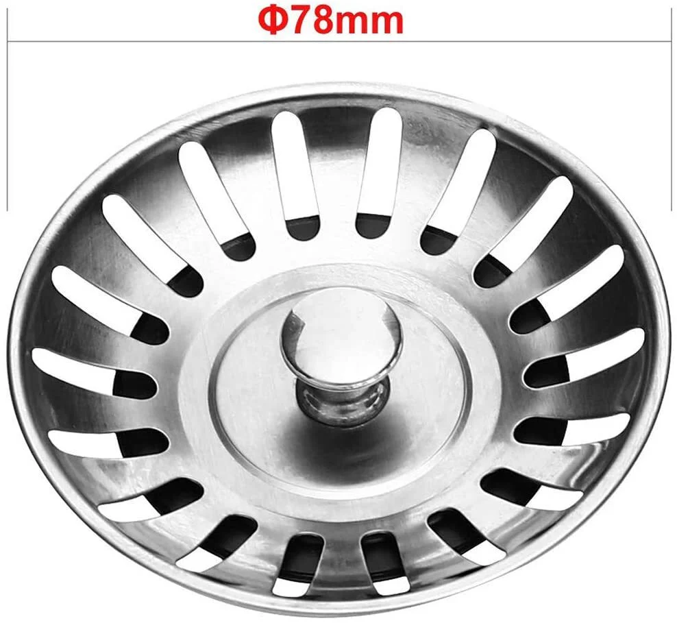 Kitchen Stainless Steel Sink Strainer Plug Drain Filter Basket Drainer - Image 6