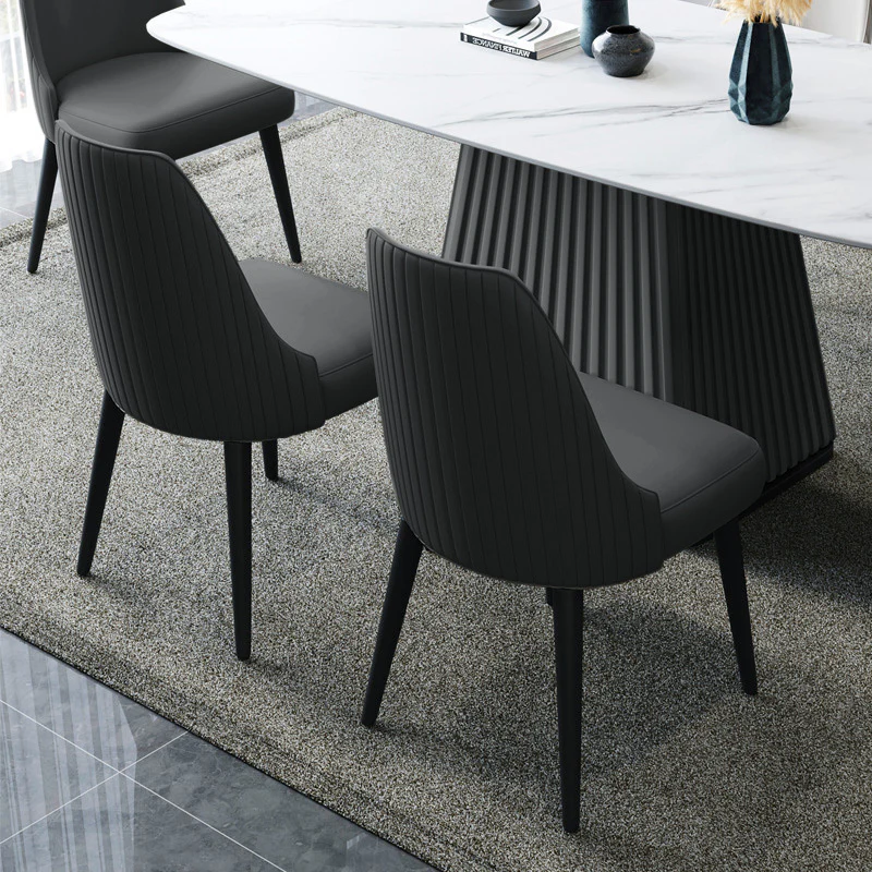 2 x Luxe Designer Elysian Faux Leather Dining Office Chairs (Black- Set of 2) - Image 13