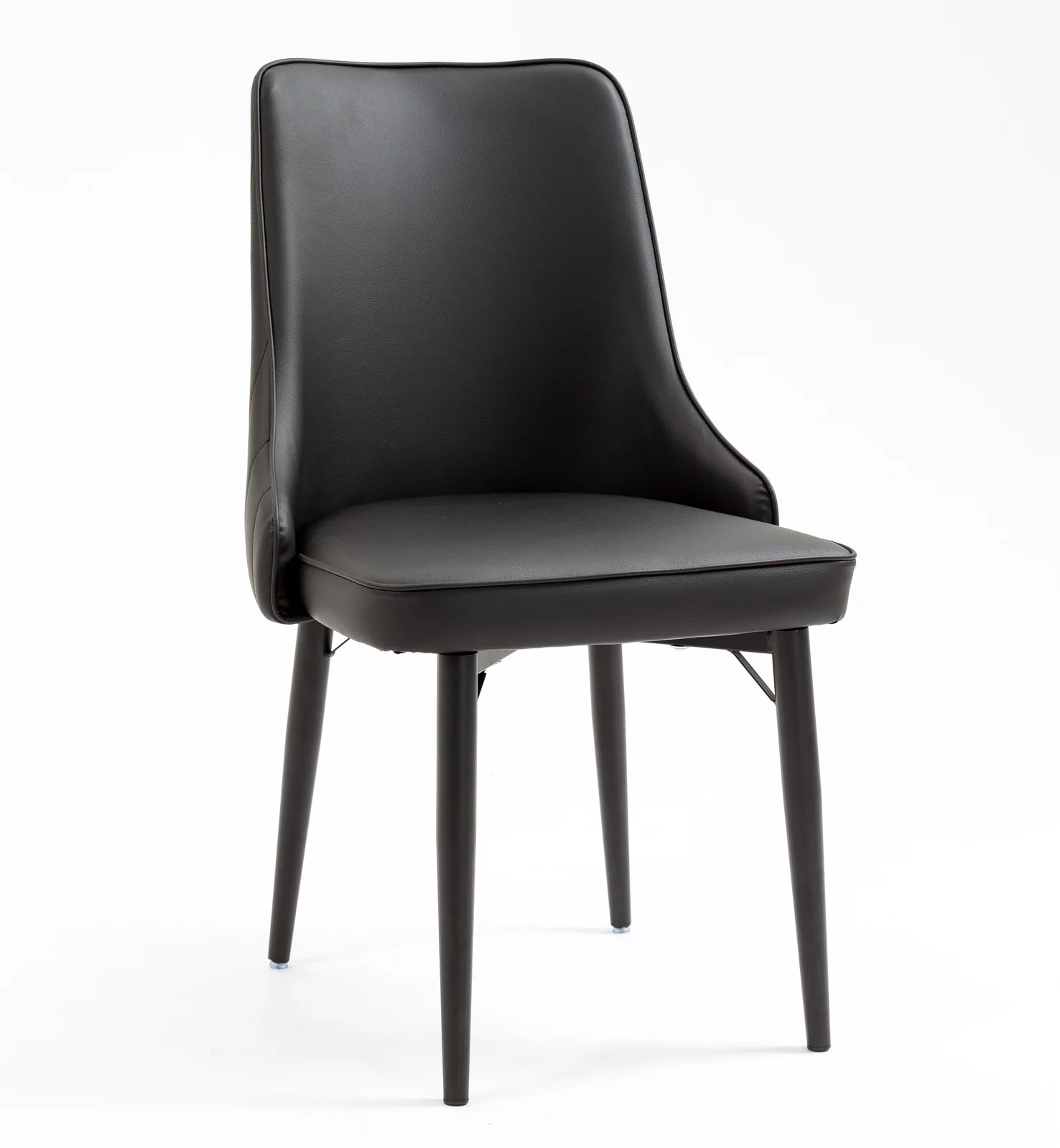 2 x Luxe Designer Elysian Faux Leather Dining Office Chairs (Black- Set of 2) - Image 3