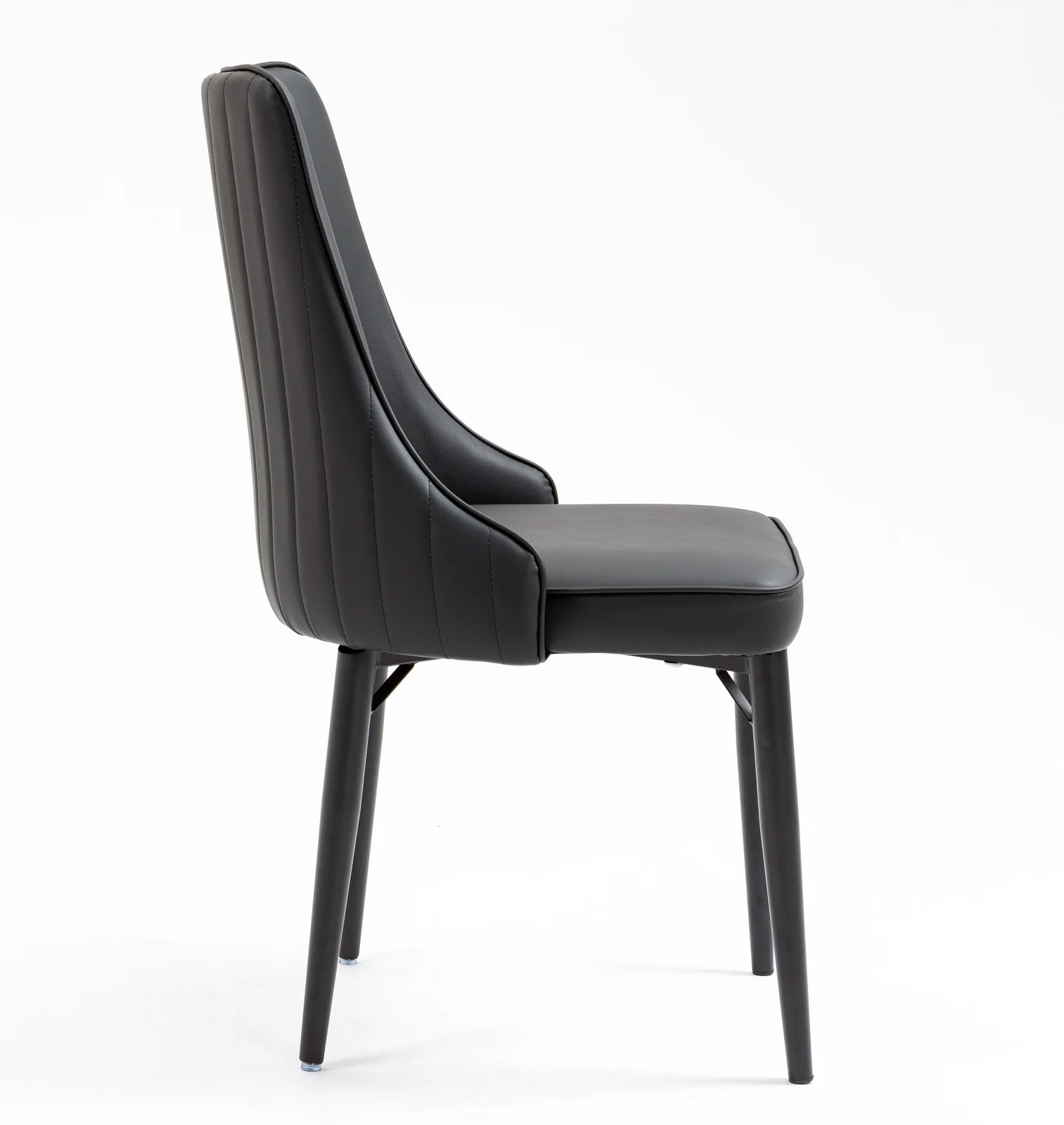 2 x Luxe Designer Elysian Faux Leather Dining Office Chairs (Black- Set of 2) - Image 5