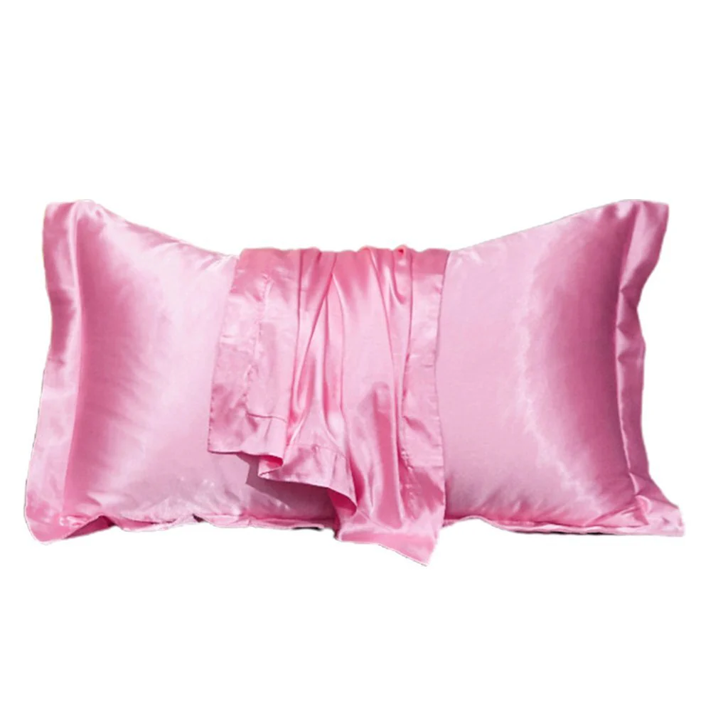 2 x Luxury Silk Satin Bedding Pillowcases Pillow Cases (Pink) - Image 4