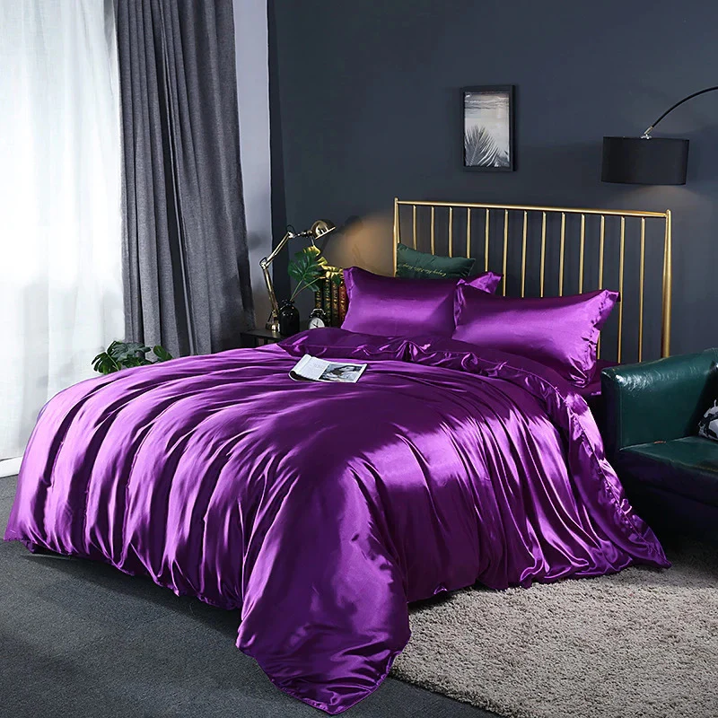 2 x Luxury Silk Satin Bedding Pillowcases Pillow Cases (Purple) - Image 7