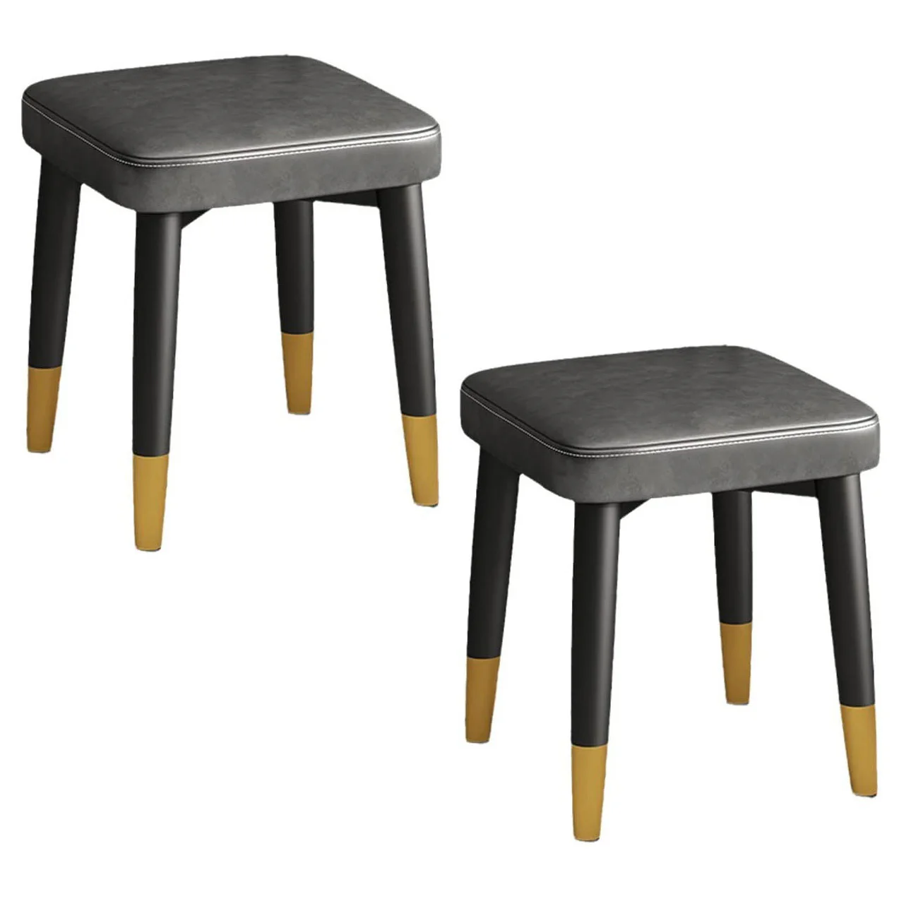 2 X Minimalist Faux Leather Dining Table Stool Padded Dressing Stool - Image 14